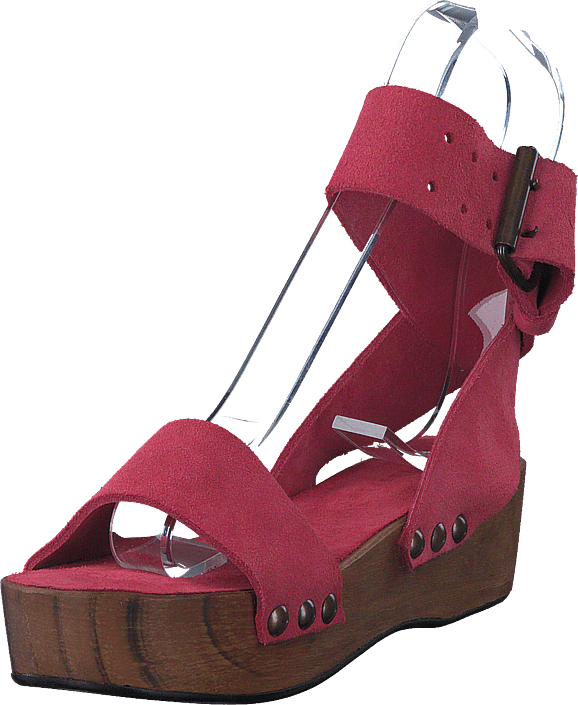 Plateau Buckles Sandal Leather Bright Pink