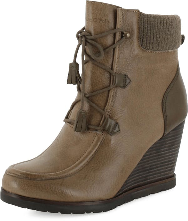 Wedge Bootie Oily Calf Printed Taupe