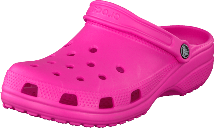 neon magenta crocs