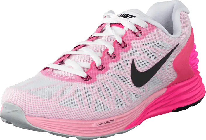 Wmns Nike Lunarglide 6 White Black Pink Pow Spc Pink Footway