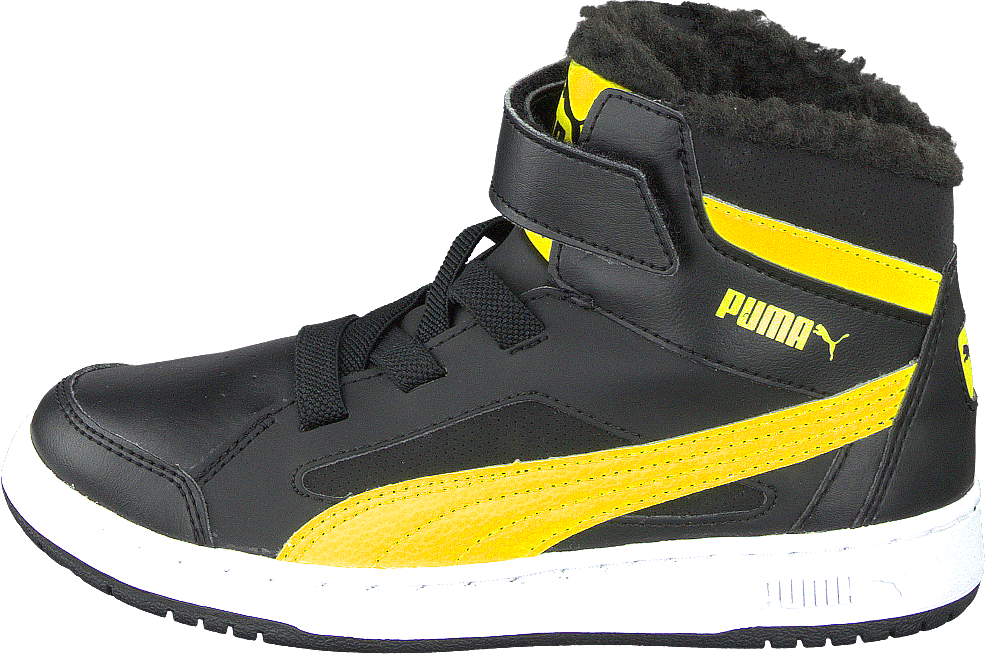 Puma Rebound V2 Hi Fur Kids Black/Sulphu