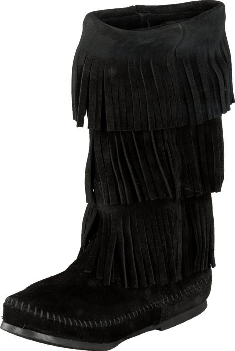 Minnetonka - 3-Layer Fringe Boot Black