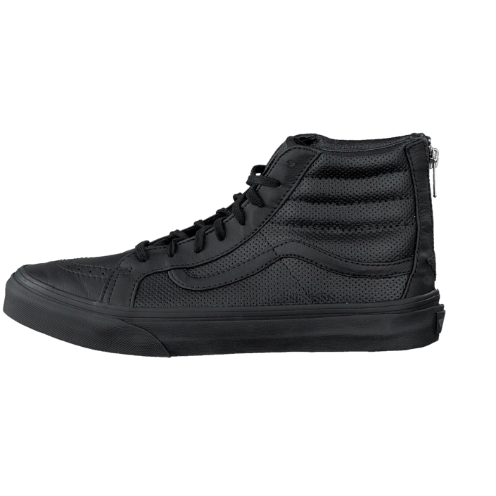 vans sk8-hi slim leather trainers in black