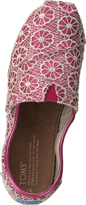 Toms - Seasonal classic youth Pink crochet glitter
