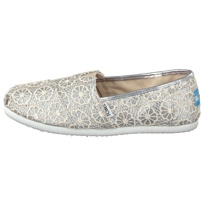 Kjøp Toms Seasonal classic youth Silver crochet glitter sko Kjøp Toms Seasonal Classics Silver Crochet Glitter sko