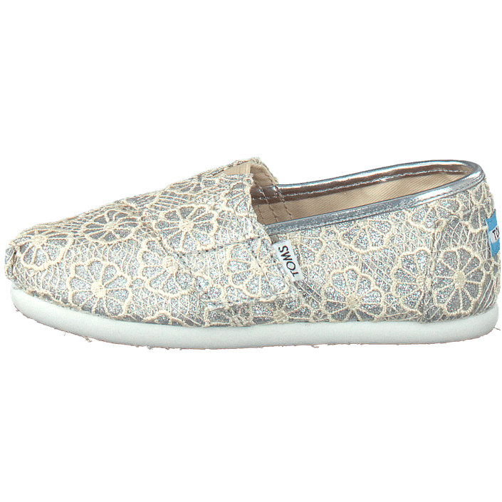 Kjøp Toms Seasonal classic tiny Silver crochet glitter sko Kjøp Toms Seasonal Classics Silver Crochet Glitter sko