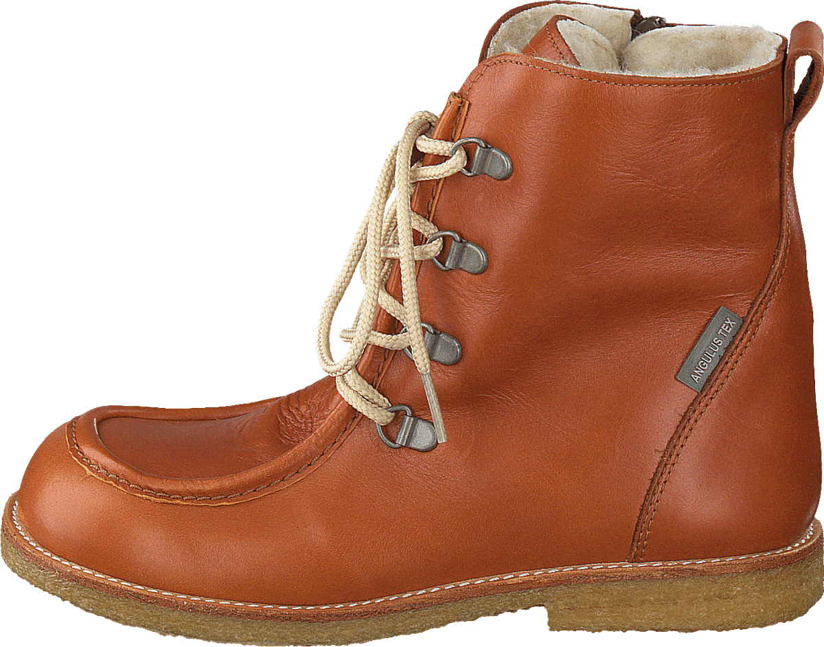 TEX-boot w. zipper and laces Cognac/Cognac