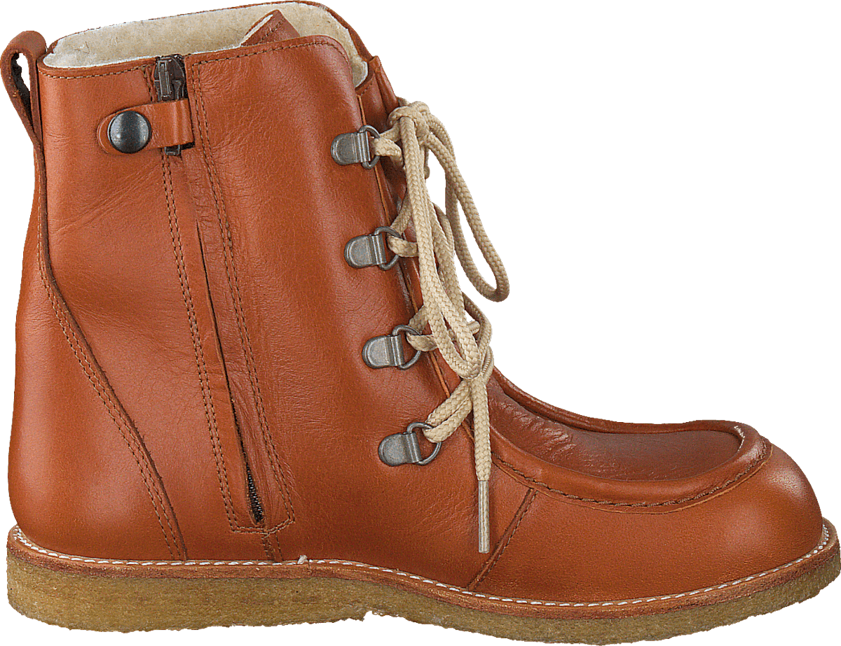 TEX-boot w. zipper and laces Cognac/Cognac