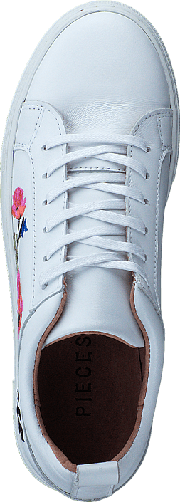 Pieces - Paulina Leather Flower White