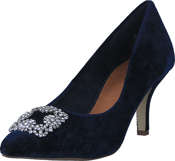 Bianco - Velvet Brooch Shoe OND17 30 Navy Blue