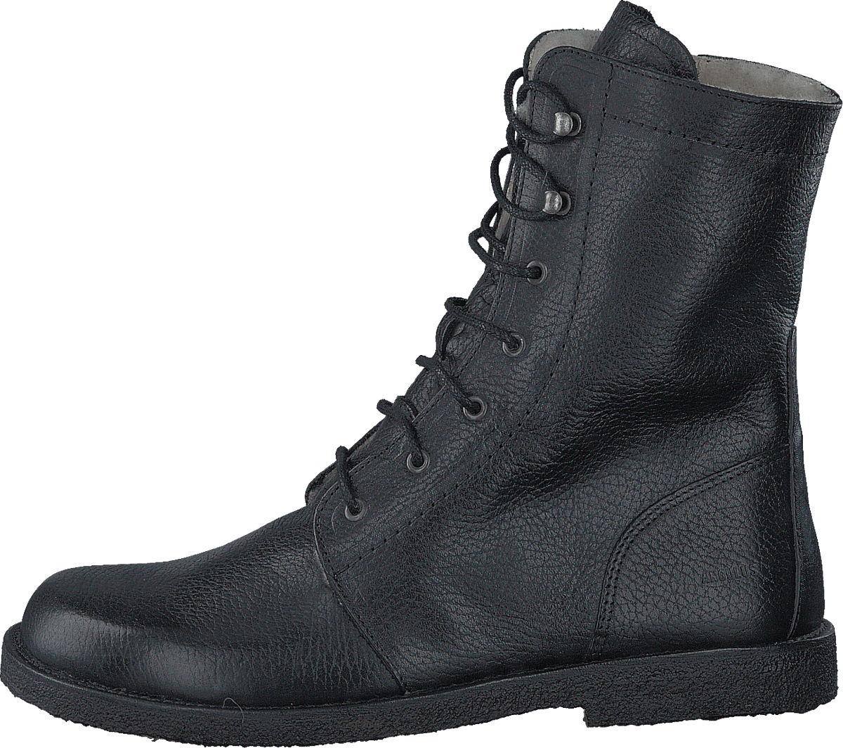 Lace-up boot w. zipper Black