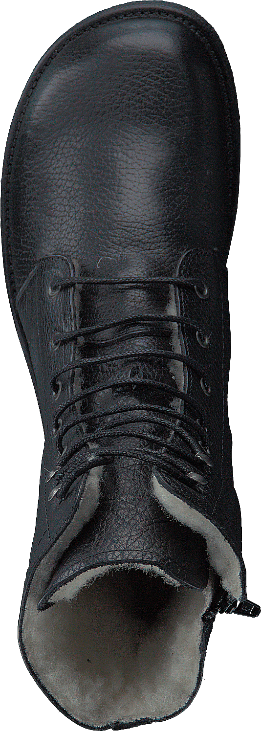 Lace-up boot w. zipper Black