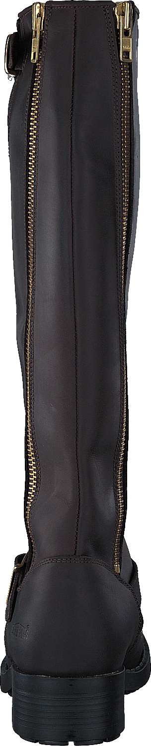 High Boot Double Zip Brown / Shiny Gold
