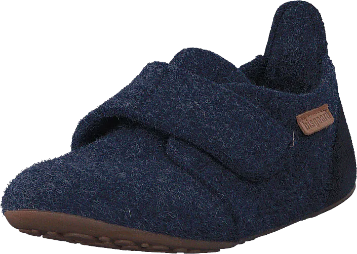 Bisgaard - Home Shoe Wool Velcro Blue
