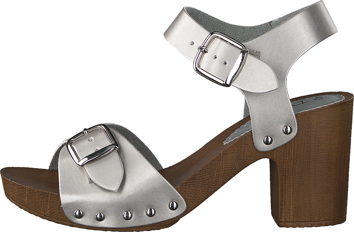 97-00423 Silver, Female, Chaussures, Talons, talons bas, Argenté/Marron/Gris, EU 39