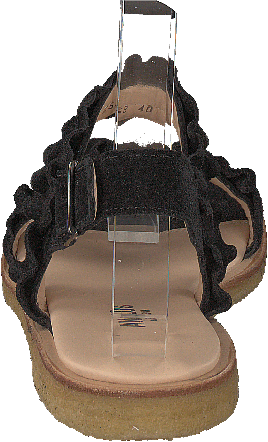 Sandal With Ruffles And Buckle Black