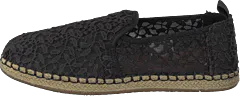 Toms - Deconstructed Alpargata Rope Black Lace Leaves