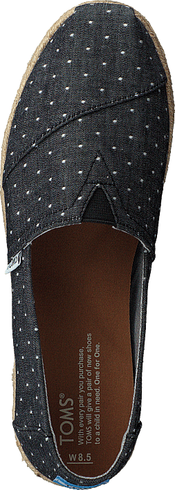 Toms - Alpargata Black Dot Chambray Rope Sole