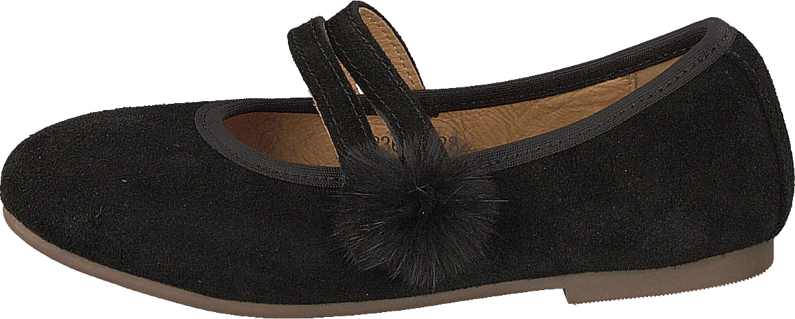 Suede Ballerina W. Fur Black