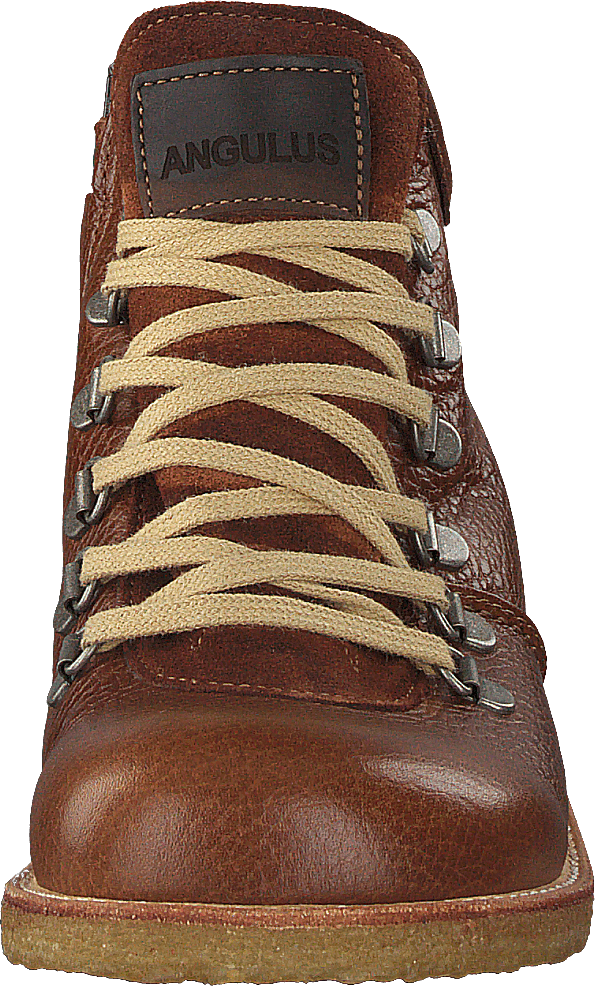Tex-boot With Zipper And Laces Cognac / Brown