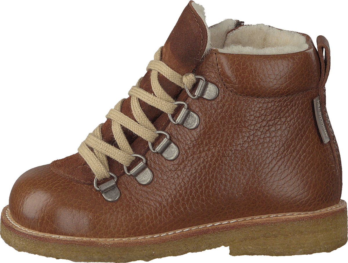 Tex-boot With Zipper And Laces Medium Brown / Cognac