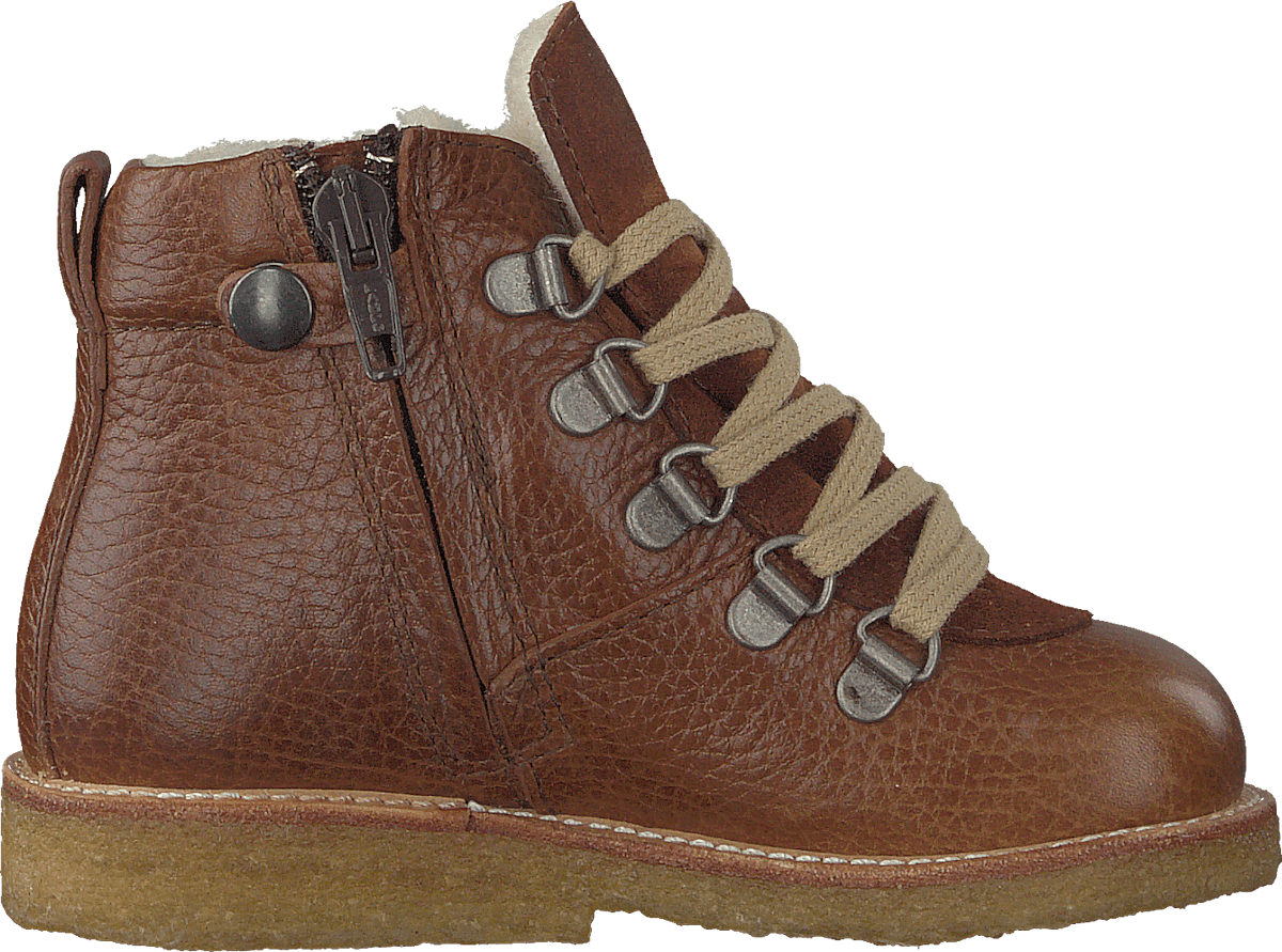 Tex-boot With Zipper And Laces Medium Brown / Cognac