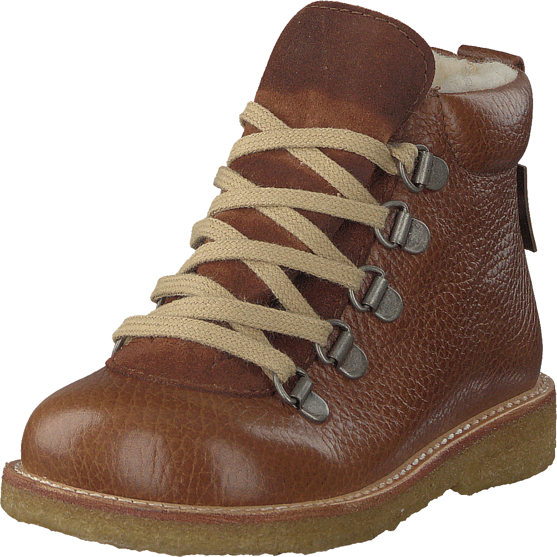 Tex-boot With Zipper And Laces Medium Brown / Cognac