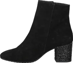 Angulus - Block Heel Boot With Zipper Black/black Glitter