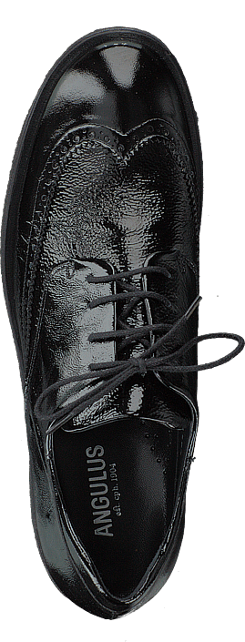 Angulus - Brogues W. Cap-toe And Laces Black Patent
