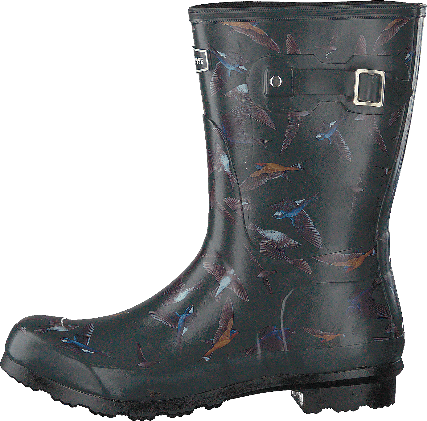 Welly 10'' Bird Print Dark Shadow, Female, Shoes, Boots, rubber boots, Grey, UK 10