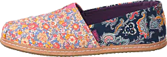 Toms - Linen On Leather Navy Mosaic Red Floral
