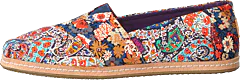 Toms - Linen On Leather Navy Paisly Floral