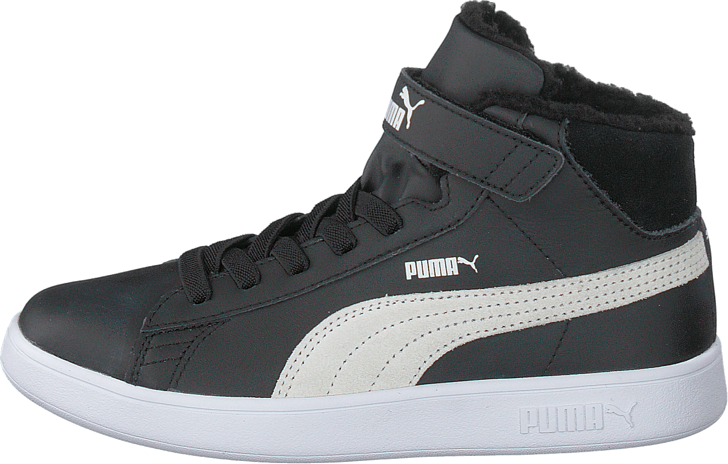 Puma Smash V2 Mid L Fur V Ps Puma Black-puma White, Unisex, Scarpe, Sneakers, scarpe da ginnastica alte, Nero, EU 31