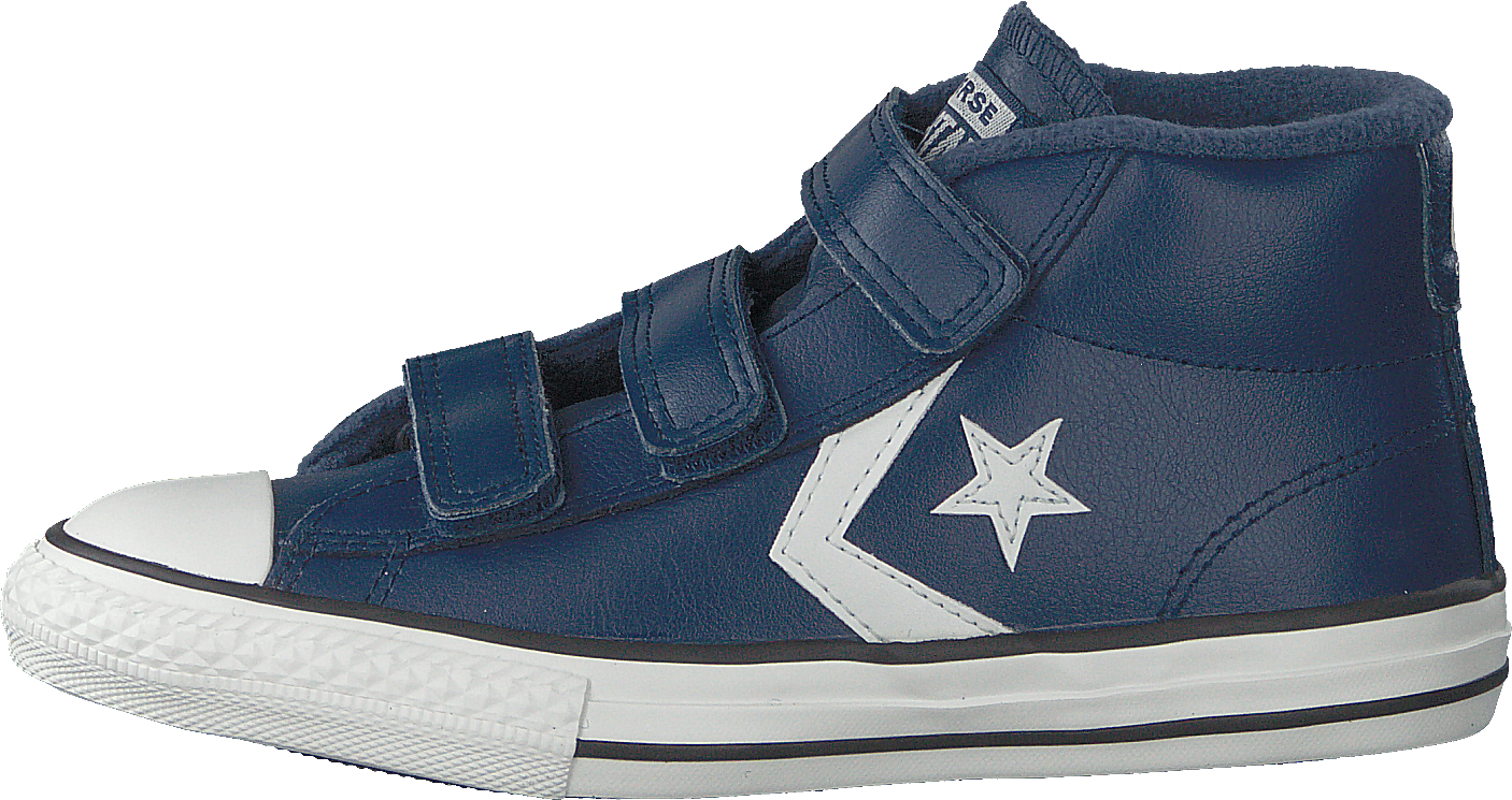 Star Player 3v - Mid Navy/mason Blue/vintage White, Unisex, Shoes, Trainers, high-top sneakers, Blue, UK 2