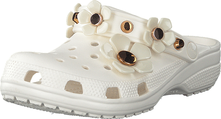 metallic blooms crocs