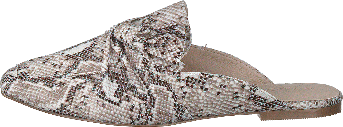 Birke Assymetric Bow Mule 610 - Snake, Female, Shoes, Sandals and Slippers, slippers, Grey/Beige/Brown, EU 36