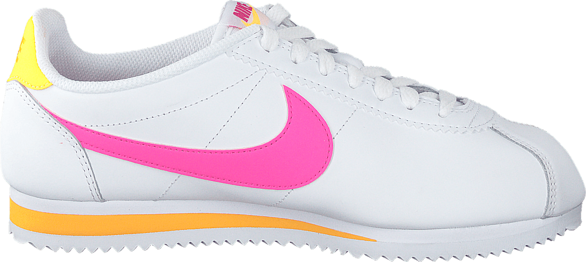 Wmns Classic Cortez Leather White/laser Fuchsia-orange