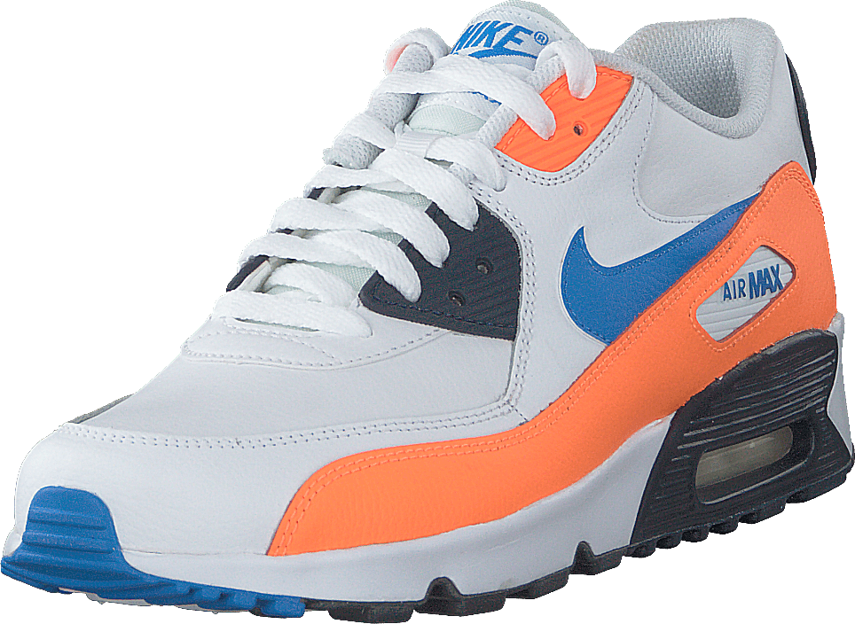 Boys' Air Max 90 Leather (gs) White/photo Blue-total Orange