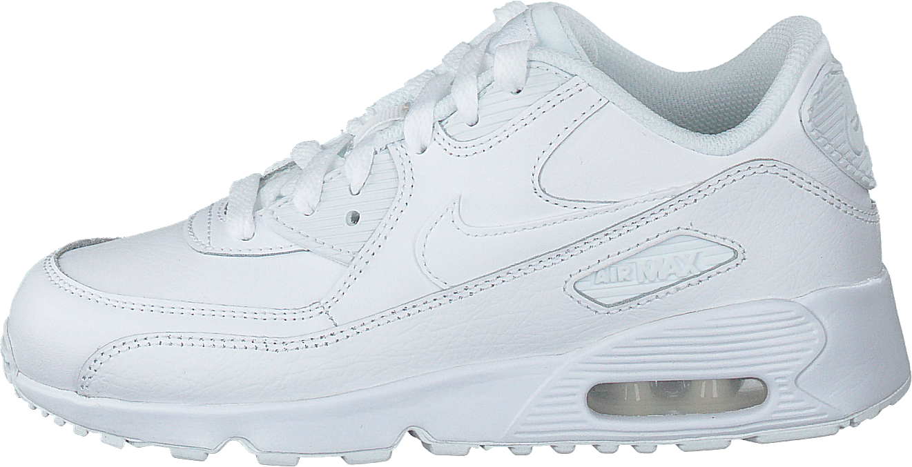 Boys' Air Max 90 Leather Little Kids White/white, Unisex, Buty, Sneakersy, Sneakersy, Biały, EU 28,5