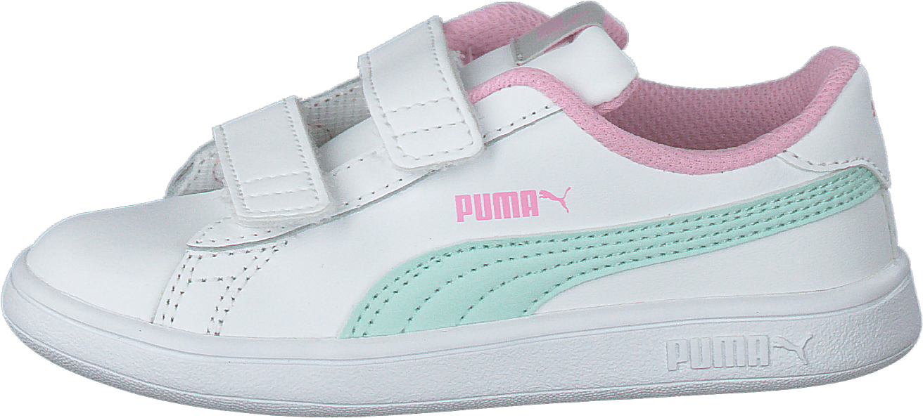 Puma Smash V2 L Inf Puma White-fair Aqua-pale Pink, Unisex, Skor, Sneakers, Sneakers, Vit, EU 25