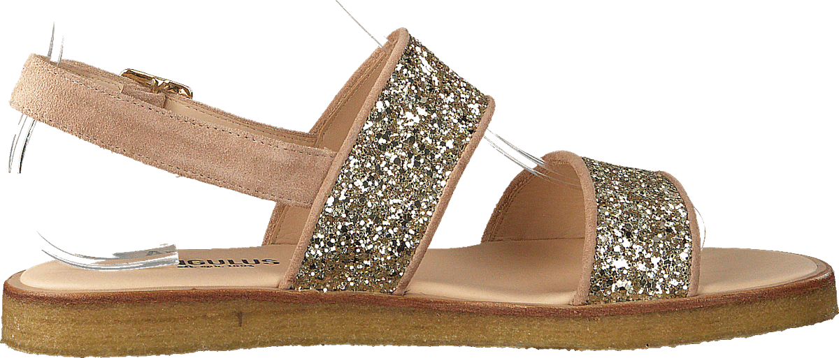 Sandal With Buckle And Plateau Nude/champagne Glitter