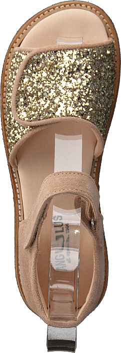 Angulus - Sandal With Velcro Closure Nude/champagne Glitter
