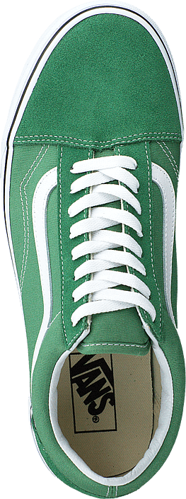 vans old skool deep grass green & true white shoes