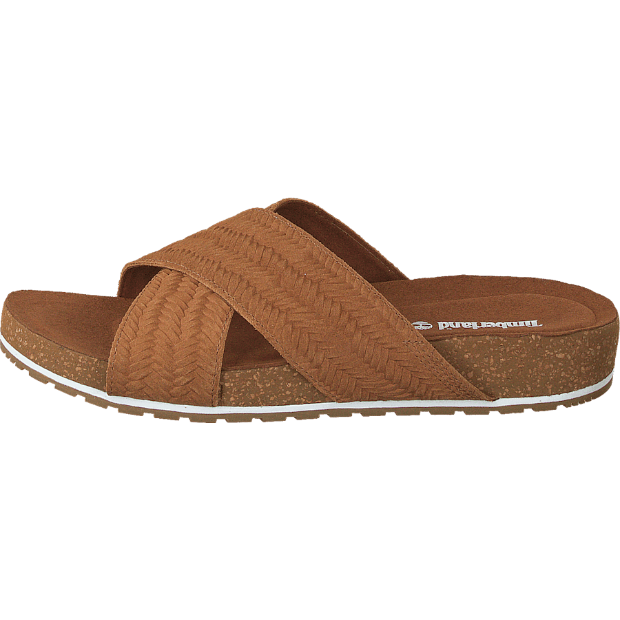 Malibu Waves Cross Slide Rust Embossed Suede