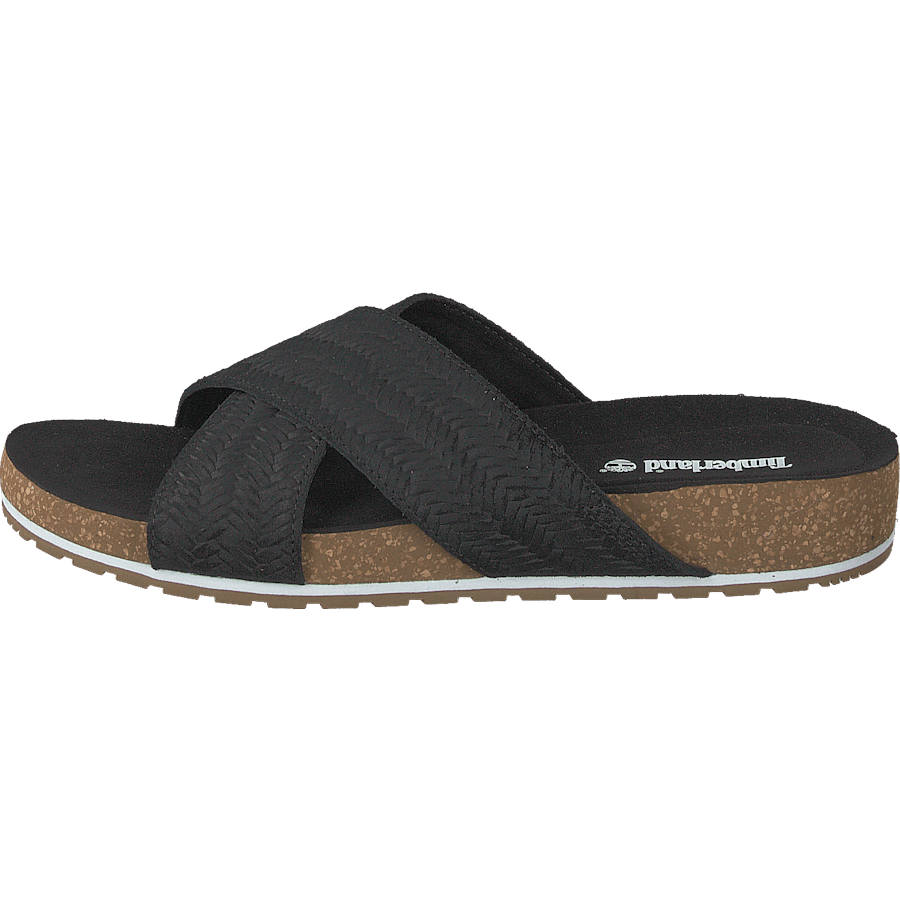 Malibu Waves Cross Slide Black Embossed Suede