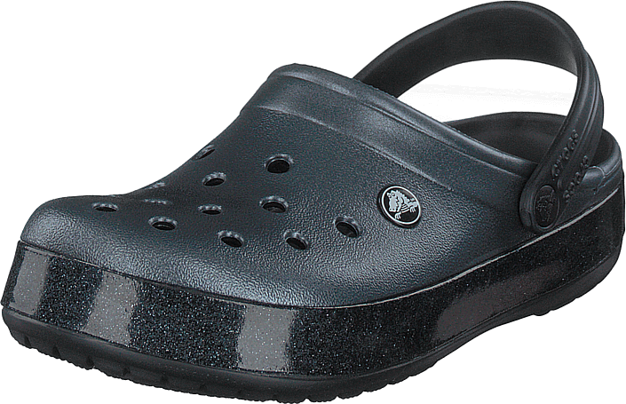 metallic black crocs