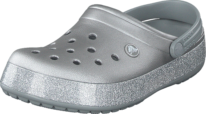 metallic silver crocs