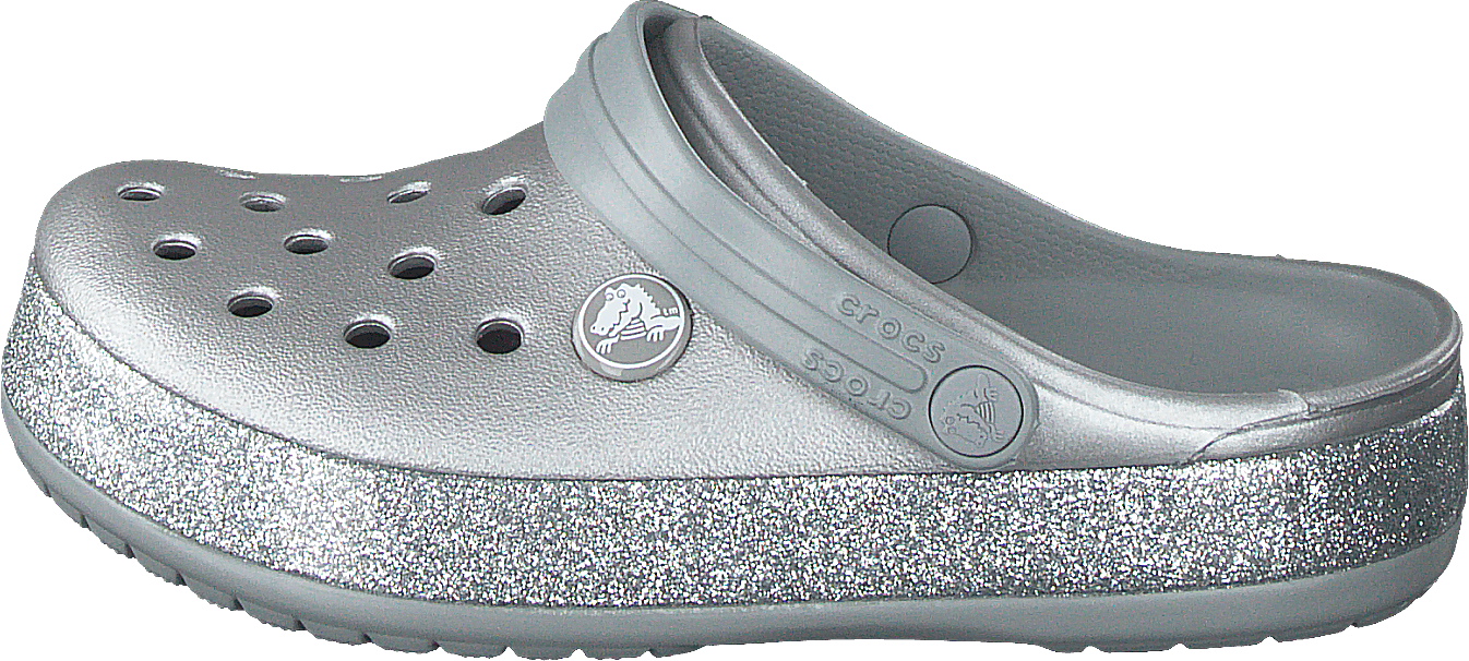 Crocband Glitter Clog K Silver, Unisex, Shoes, Sandals and Slippers, sandals, Swimming, Silver/Grey, UK K 8