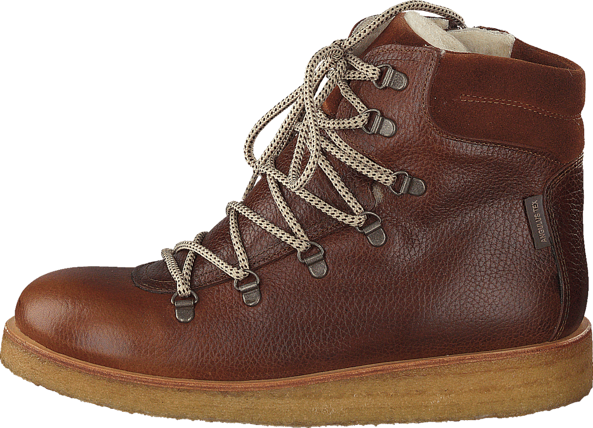 Tex-boot With Laces And Zipper Cognac/brown/brown