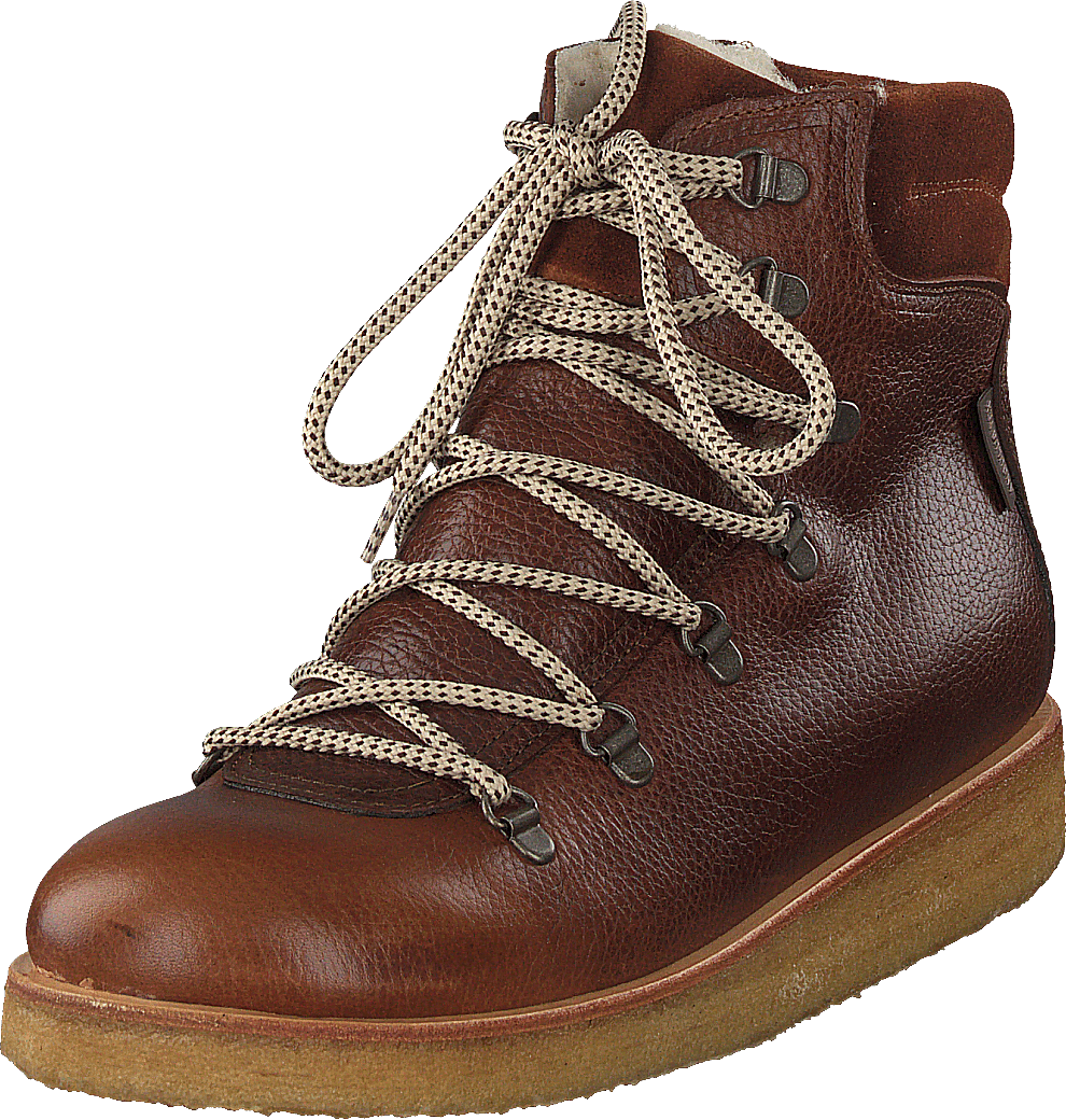 Tex-boot With Laces And Zipper Cognac/brown/brown